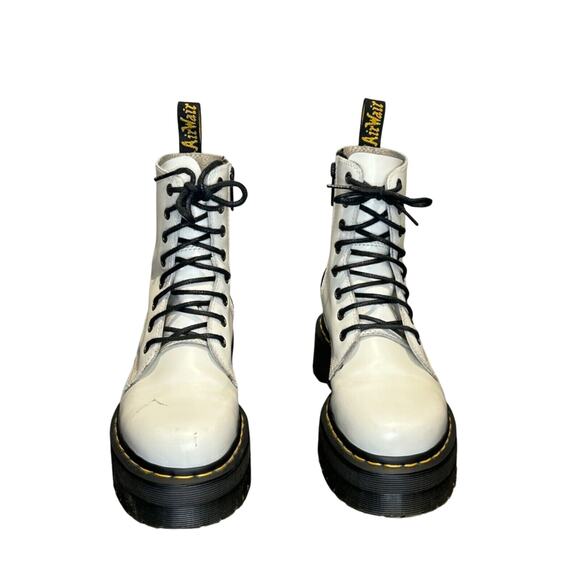 Doc Martens Jadon White Leather Platform Lace Up Combat Boots Women's Size 7 - Picture 1 of 10